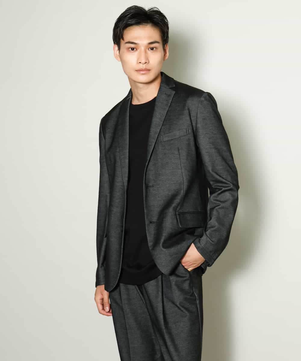 KHJKV15119 a.v.v MEN(アー・ヴェ・ヴェ) 【通年着用OK】スマートインレイニットシェイプジャケット(セットアップ可） ブラック