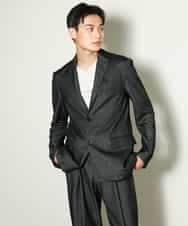 KHJKV15119 a.v.v MEN(アー・ヴェ・ヴェ) 【通年着用OK】スマートインレイニットシェイプジャケット(セットアップ可） ブラック