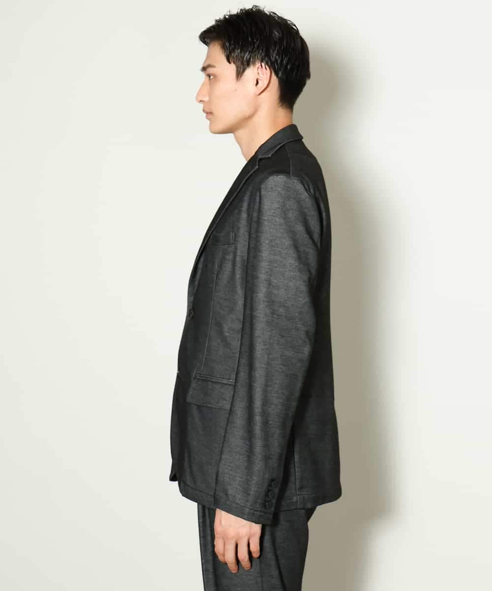 KHJKV15119 a.v.v MEN(アー・ヴェ・ヴェ) 【通年着用OK】スマートインレイニットシェイプジャケット(セットアップ可） ブラック