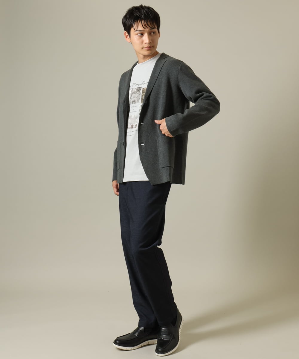 KHJKV16099 a.v.v MEN(アー・ヴェ・ヴェ) 【ON/OFF兼用】スプリングリブニットテーラードジャケット ネイビー