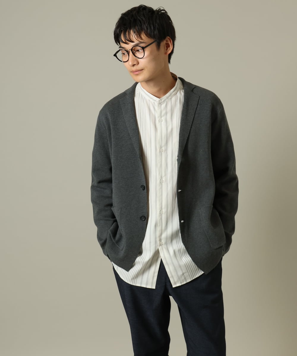 KHJKV16099 a.v.v MEN(アー・ヴェ・ヴェ) 【ON/OFF兼用】スプリングリブニットテーラードジャケット ネイビー