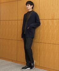 KHJKV16099 a.v.v MEN(アー・ヴェ・ヴェ) 【ON/OFF兼用】スプリングリブニットテーラードジャケット ネイビー