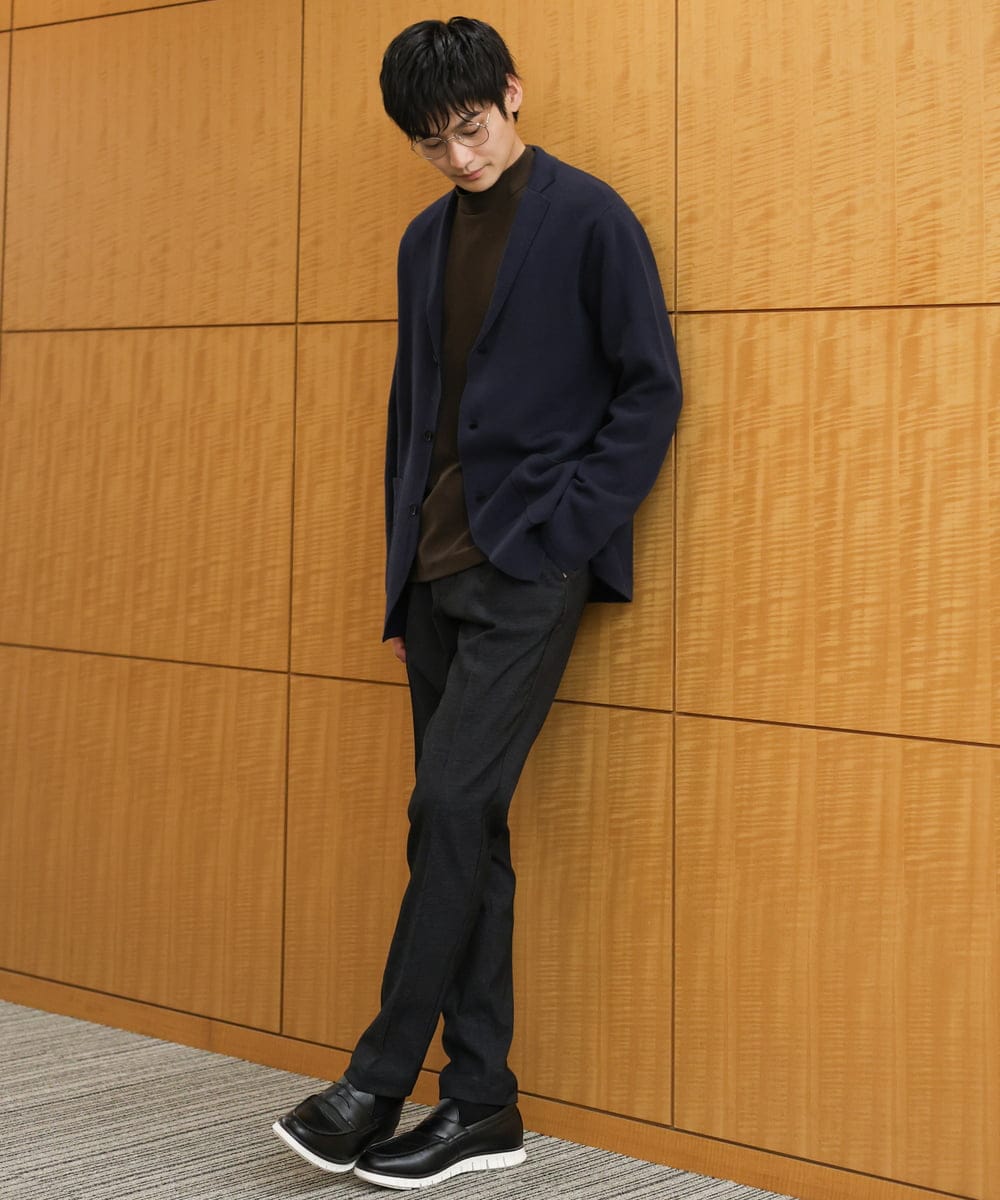 KHJKV16099 a.v.v MEN(アー・ヴェ・ヴェ) 【ON/OFF兼用】スプリングリブニットテーラードジャケット ネイビー
