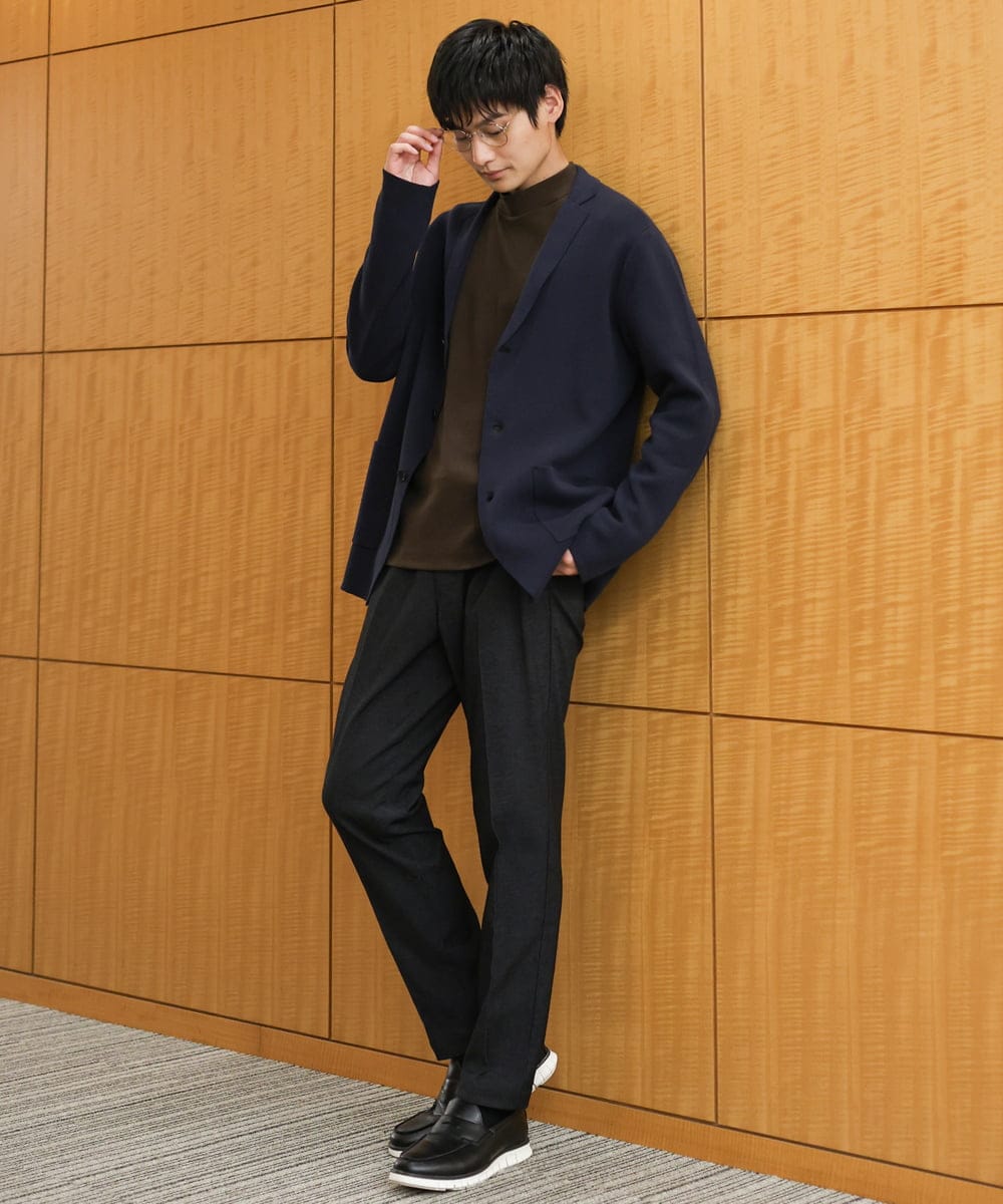 KHJKV16099 a.v.v MEN(アー・ヴェ・ヴェ) 【ON/OFF兼用】スプリングリブニットテーラードジャケット ネイビー
