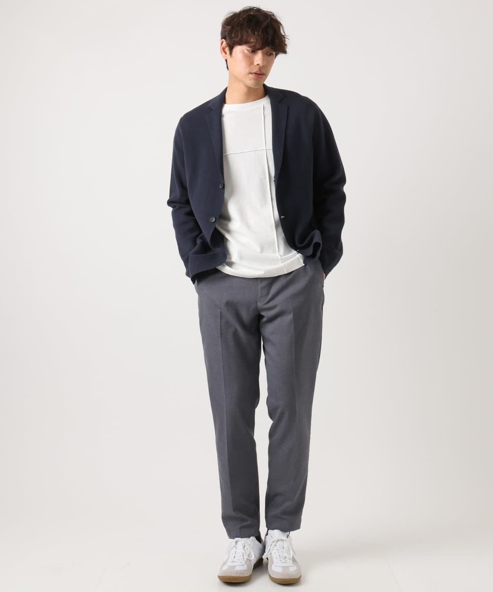 KHJKV16099 a.v.v MEN(アー・ヴェ・ヴェ) 【ON/OFF兼用】スプリングリブニットテーラードジャケット ネイビー