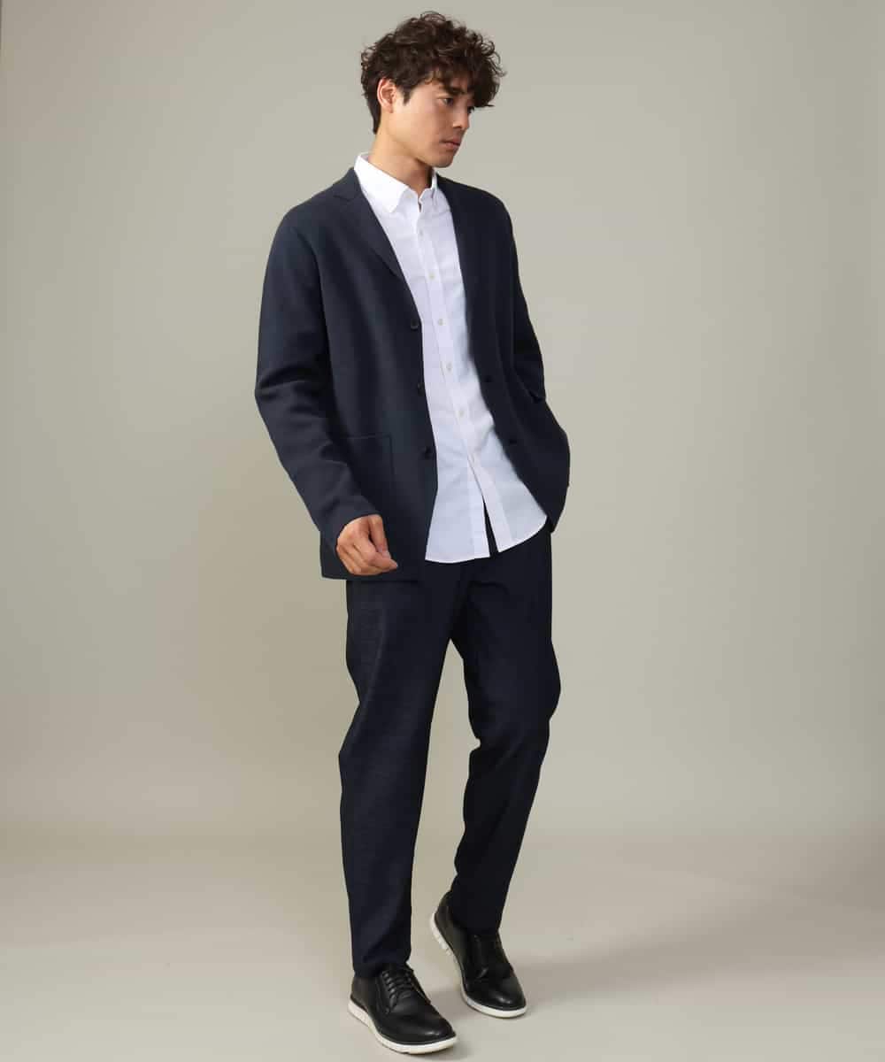 KHJKV16099 a.v.v MEN(アー・ヴェ・ヴェ) 【ON/OFF兼用】スプリングリブニットテーラードジャケット ネイビー