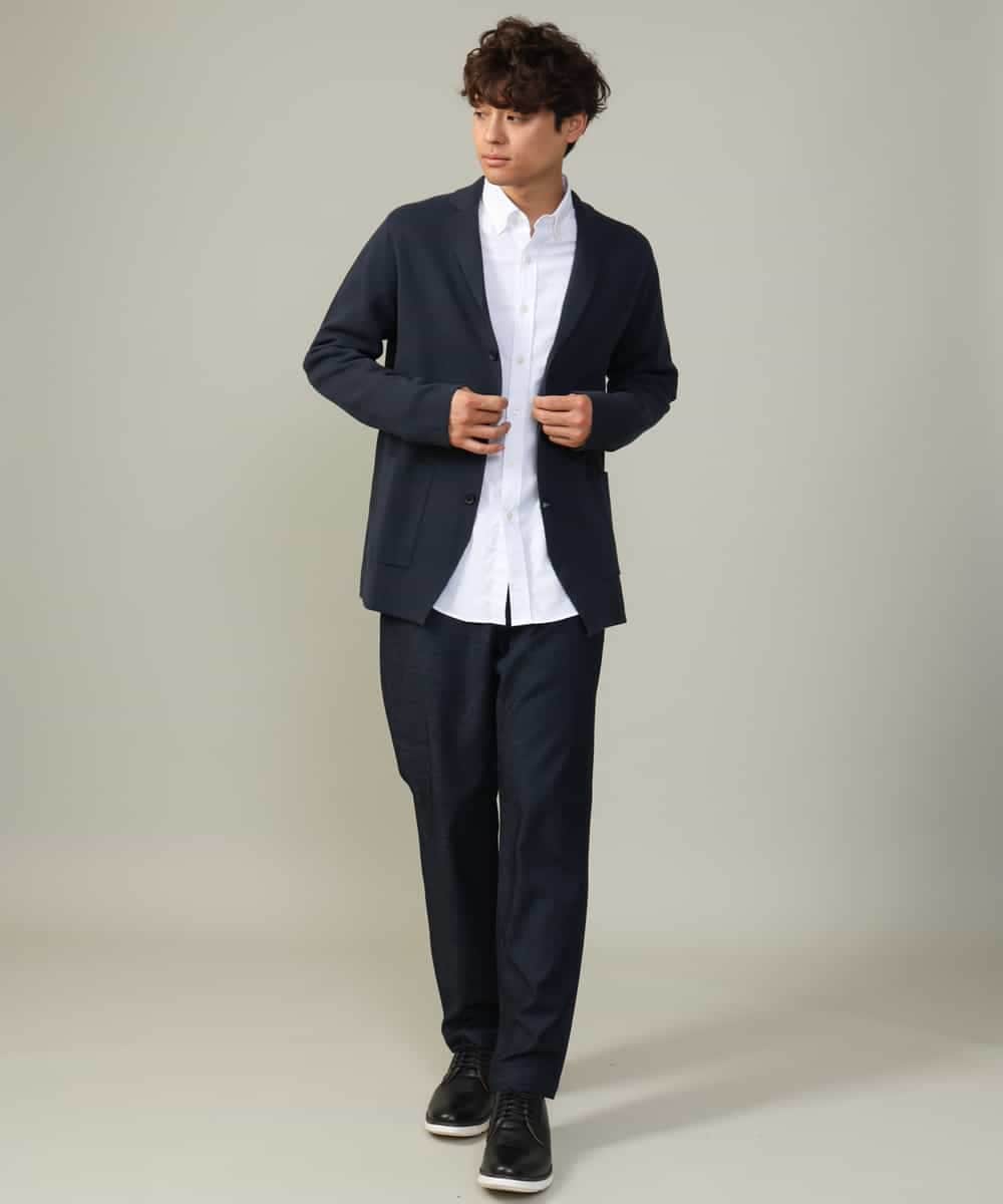 KHJKV16099 a.v.v MEN(アー・ヴェ・ヴェ) 【ON/OFF兼用】スプリングリブニットテーラードジャケット ネイビー