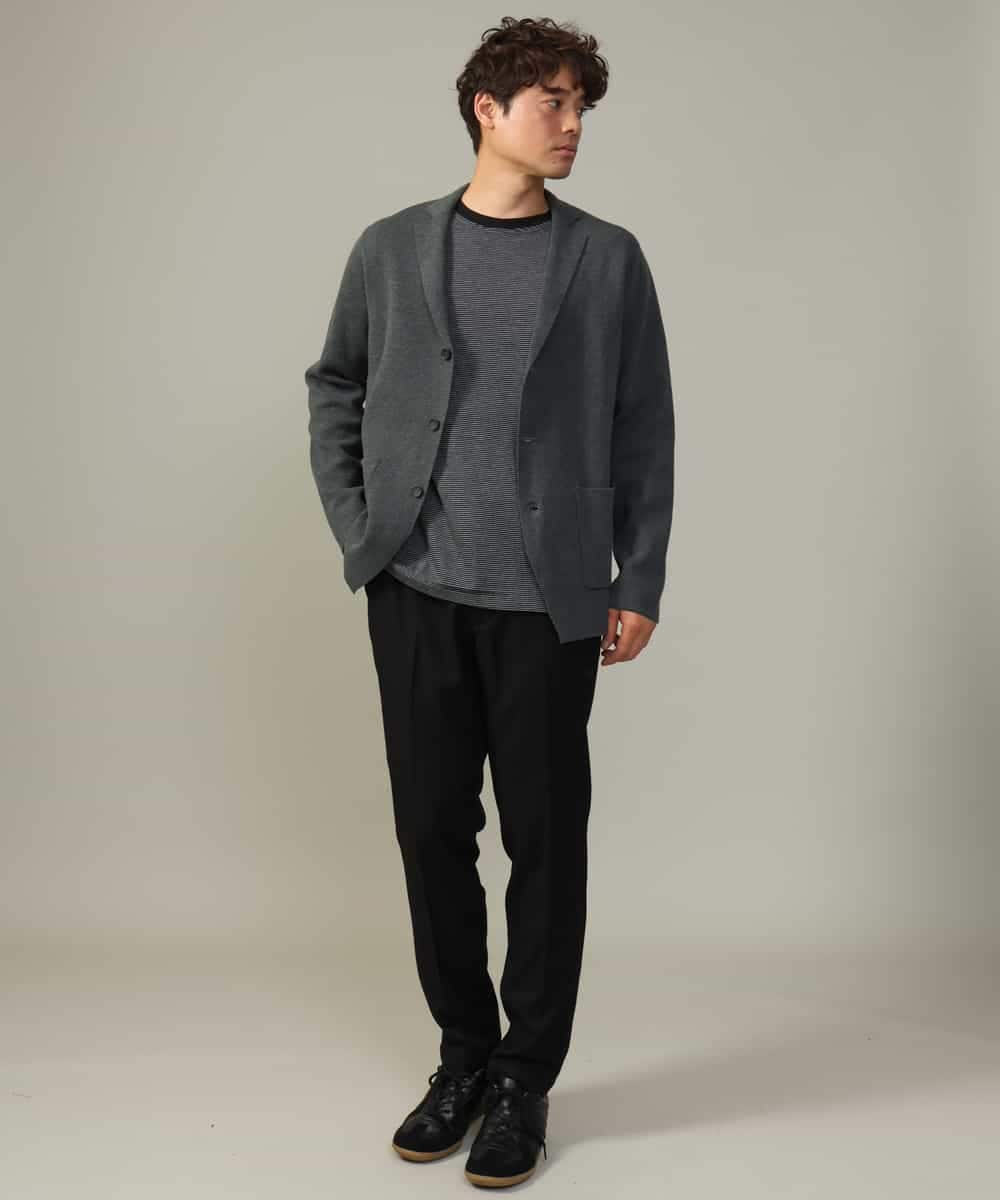 KHJKV16099 a.v.v MEN(アー・ヴェ・ヴェ) 【ON/OFF兼用】スプリングリブニットテーラードジャケット ネイビー