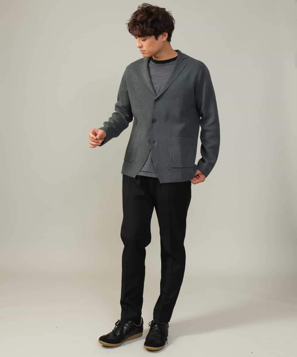 KHJKV16099 a.v.v MEN(アー・ヴェ・ヴェ) 【ON/OFF兼用】スプリングリブニットテーラードジャケット ネイビー