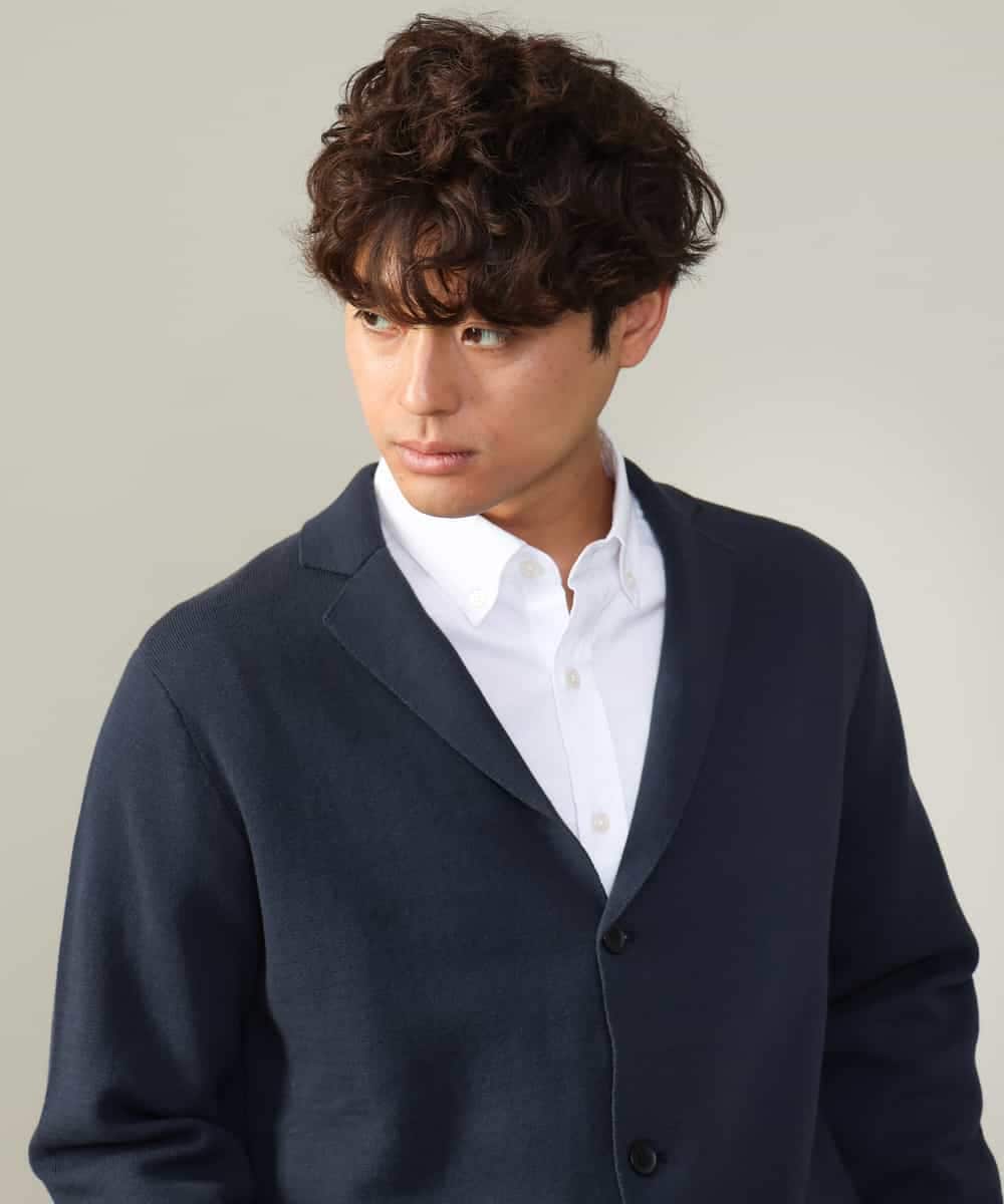 KHJKV16099 a.v.v MEN(アー・ヴェ・ヴェ) 【ON/OFF兼用】スプリングリブニットテーラードジャケット ネイビー