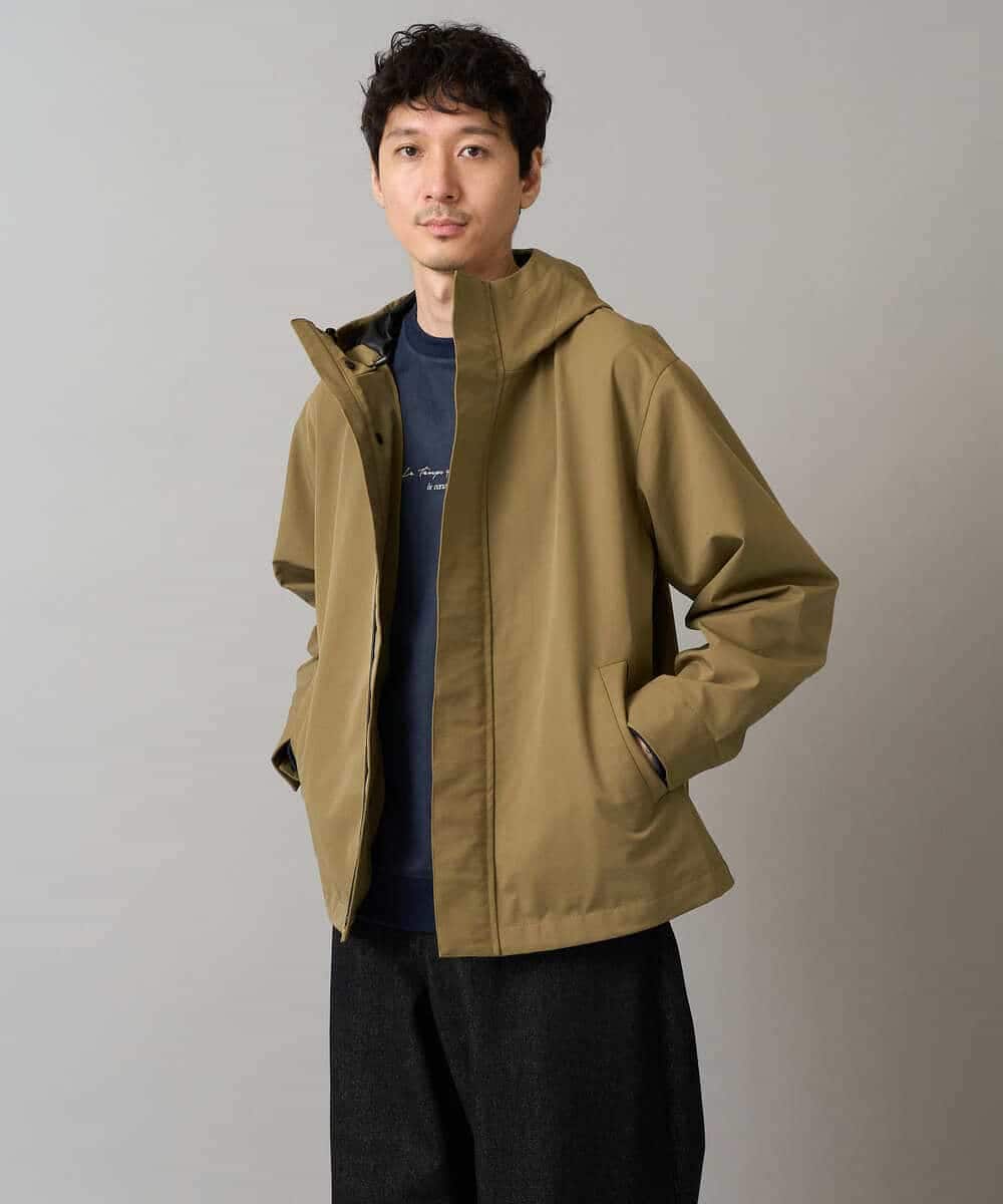 KHJLA01099 a.v.v MEN(アー・ヴェ・ヴェ) 【軽撥水/防風】SORONAラミネートコーティングマウンテンパーカー ブラック