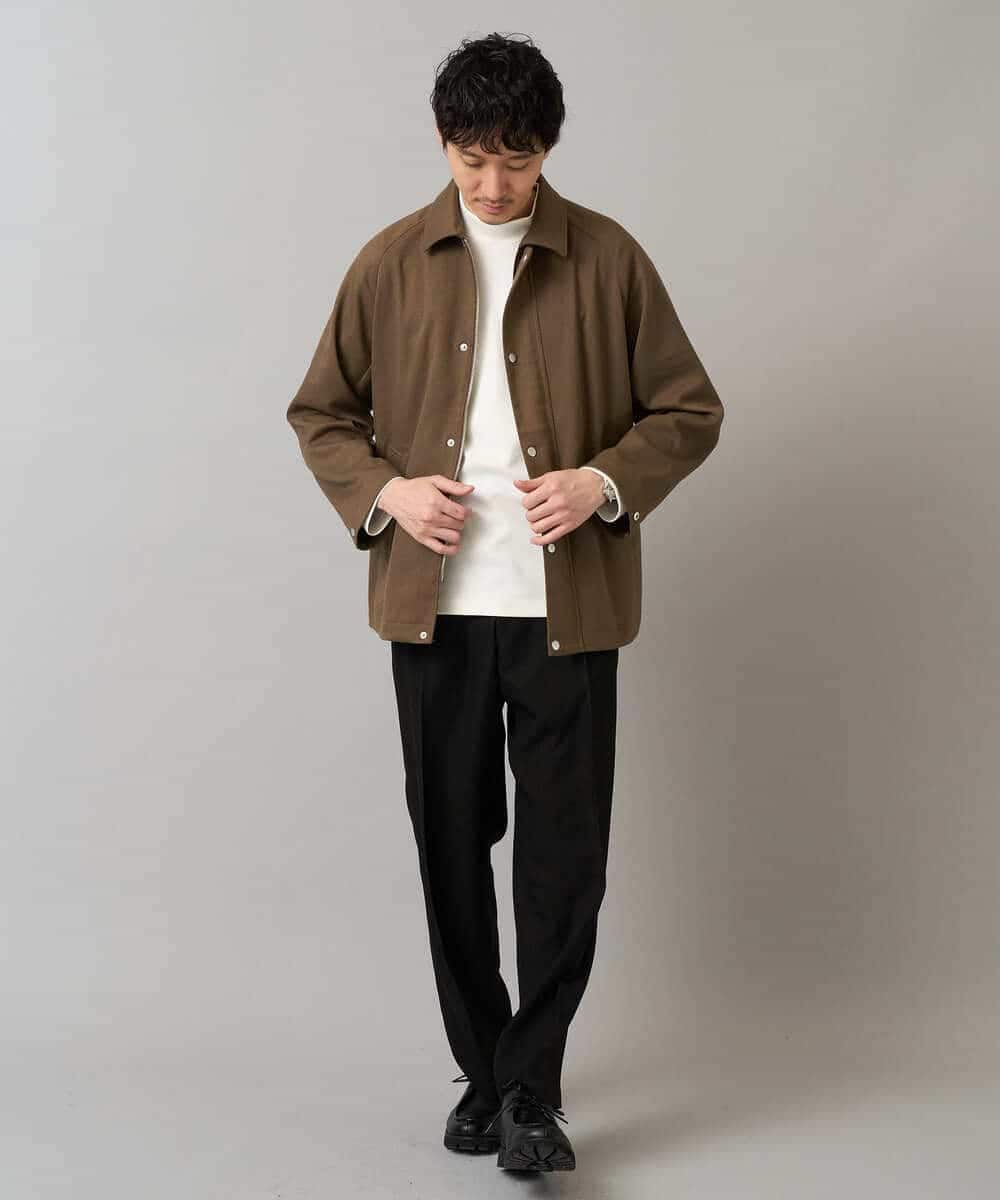KHJLA23109 a.v.v MEN(アー・ヴェ・ヴェ) 【洗濯機で洗える】ラグランスリーブショートブルゾン ダークグレー
