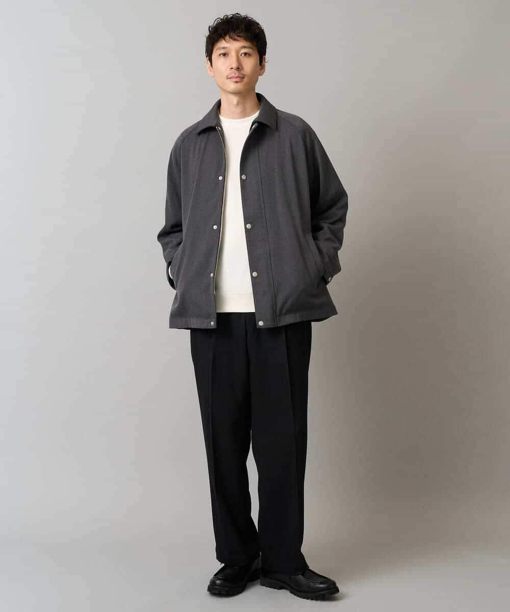 KHJLA23109 a.v.v MEN(アー・ヴェ・ヴェ) 【洗濯機で洗える】ラグランスリーブショートブルゾン ダークグレー