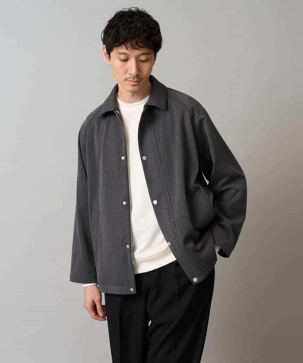 KHJLA23109 a.v.v MEN(アー・ヴェ・ヴェ) 【洗濯機で洗える】ラグランスリーブショートブルゾン ダークグレー