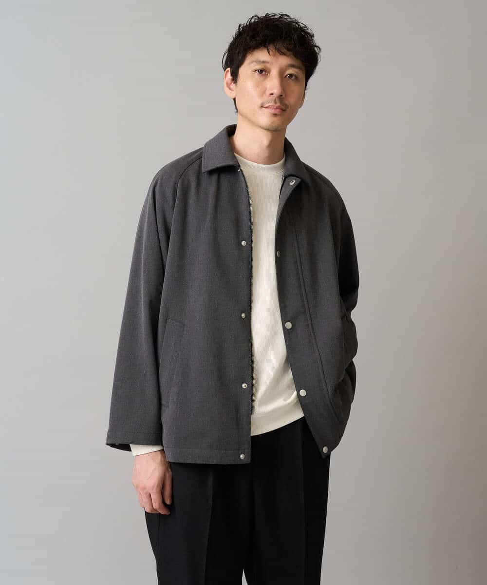 KHJLA23109 a.v.v MEN(アー・ヴェ・ヴェ) 【洗濯機で洗える】ラグランスリーブショートブルゾン ダークグレー