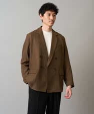KHJLA29119 a.v.v MEN(アー・ヴェ・ヴェ) 【イージーケア/毛玉になりにくい】LANATECヘリンボーンダブルブレストジャケット【ストレッチ/洗濯機で洗える】 ブラウン
