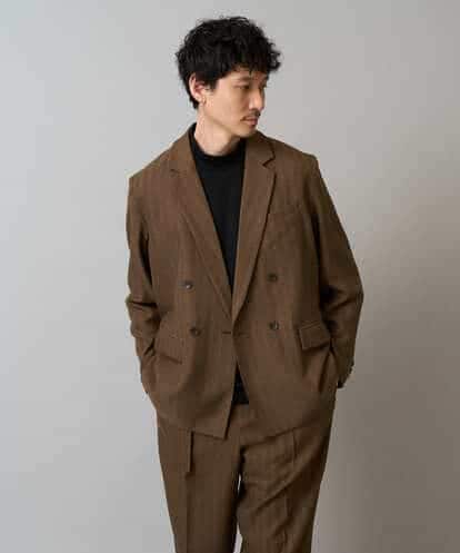 KHJLA29119 a.v.v MEN 【イージーケア/毛玉になりにくい】LANATECヘリンボーンダブルブレストジャケット【ストレッチ/洗濯機で洗える】