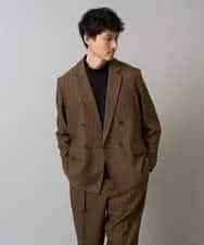 KHJLA29119 a.v.v MEN(アー・ヴェ・ヴェ) 【イージーケア/毛玉になりにくい】LANATECヘリンボーンダブルブレストジャケット【ストレッチ/洗濯機で洗える】 ブラウン