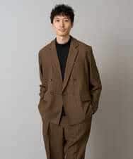 KHJLA29119 a.v.v MEN(アー・ヴェ・ヴェ) 【イージーケア/毛玉になりにくい】LANATECヘリンボーンダブルブレストジャケット【ストレッチ/洗濯機で洗える】 ブラウン