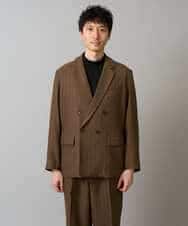 KHJLA29119 a.v.v MEN(アー・ヴェ・ヴェ) 【イージーケア/毛玉になりにくい】LANATECヘリンボーンダブルブレストジャケット【ストレッチ/洗濯機で洗える】 ブラウン