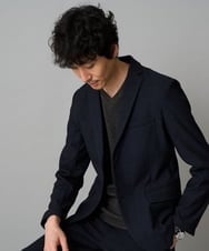 KHJLA30119 a.v.v MEN(アー・ヴェ・ヴェ) 【イージーケア】デニムライクストレッチ裏起毛テーラードジャケット【洗濯機で洗える】〈ON/OFF SERIES〉 ネイビー