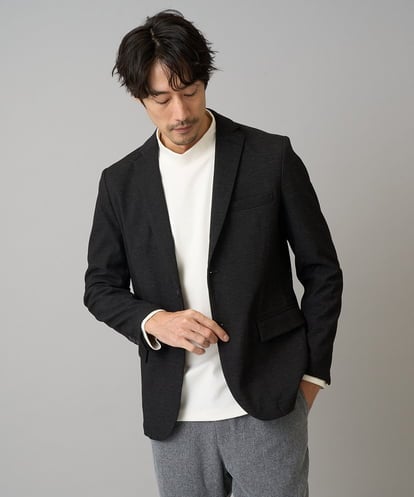 KHJLA30119 a.v.v MEN 【イージーケア】デニムライクストレッチ裏起毛テーラードジャケット【洗濯機で洗える】〈ON/OFF SERIES〉