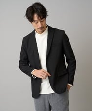 KHJLA30119 a.v.v MEN(アー・ヴェ・ヴェ) 【イージーケア】デニムライクストレッチ裏起毛テーラードジャケット【洗濯機で洗える】〈ON/OFF SERIES〉 ダークグレー