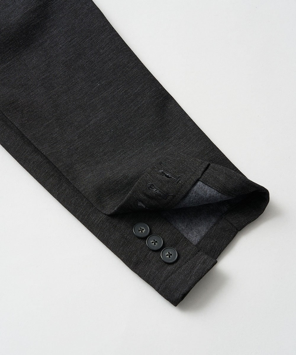 KHJLA30119 a.v.v MEN(アー・ヴェ・ヴェ) 【イージーケア】デニムライクストレッチ裏起毛テーラードジャケット【洗濯機で洗える】〈ON/OFF SERIES〉 ダークグレー