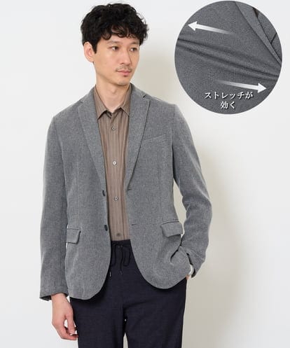 KHJLA35129 a.v.v MEN <初秋おすすめジャケット>LANATECヘリンボーンテーラードジャケット【イージーケア/毛玉になりにくい/洗濯機で洗える/ストレッチ】