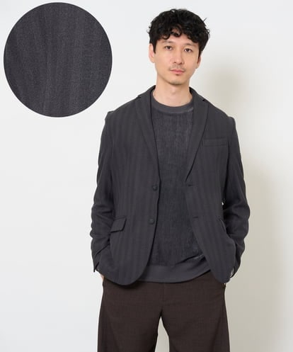 KHJLA35129 a.v.v MEN <初秋おすすめジャケット>LANATECヘリンボーンテーラードジャケット【イージーケア/毛玉になりにくい/洗濯機で洗える/ストレッチ】