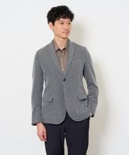KHJLA35129 a.v.v MEN(アー・ヴェ・ヴェ) <初秋おすすめジャケット>LANATECヘリンボーンテーラードジャケット【イージーケア/毛玉になりにくい/洗濯機で洗える/ストレッチ】 ダークグレー