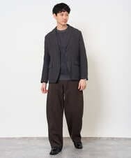 KHJLA35129 a.v.v MEN(アー・ヴェ・ヴェ) <初秋おすすめジャケット>LANATECヘリンボーンテーラードジャケット【イージーケア/毛玉になりにくい/洗濯機で洗える/ストレッチ】 ダークグレー