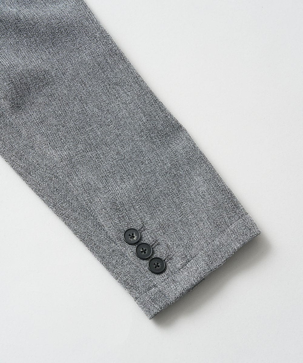 KHJLA35129 a.v.v MEN(アー・ヴェ・ヴェ) 【雑誌MonoMax12月号掲載】LANATECヘリンボーンテーラードジャケット【イージーケア/毛玉になりにくい/洗濯機で洗える/ストレッチ】 ダークグレー