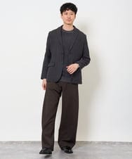 KHJLA35129 a.v.v MEN(アー・ヴェ・ヴェ) <初秋おすすめジャケット>LANATECヘリンボーンテーラードジャケット【イージーケア/毛玉になりにくい/洗濯機で洗える/ストレッチ】 ダークグレー