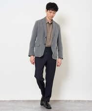 KHJLA35129 a.v.v MEN(アー・ヴェ・ヴェ) <初秋おすすめジャケット>LANATECヘリンボーンテーラードジャケット【イージーケア/毛玉になりにくい/洗濯機で洗える/ストレッチ】 ダークグレー
