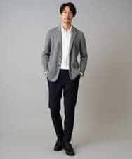 KHJLA36119 a.v.v MEN(アー・ヴェ・ヴェ) 【イージーケア/ストレッチ】ダブルフェイスジャージースマートジャケット【洗濯機で洗える】〈ON/OFF SERIES〉 ブラック