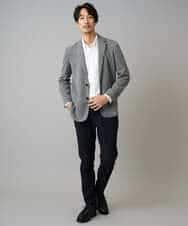 KHJLA36119 a.v.v MEN(アー・ヴェ・ヴェ) 【イージーケア/ストレッチ】ダブルフェイスジャージースマートジャケット【洗濯機で洗える】〈ON/OFF SERIES〉 ブラック