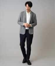 KHJLA36119 a.v.v MEN(アー・ヴェ・ヴェ) 【イージーケア/ストレッチ】ダブルフェイスジャージースマートジャケット【洗濯機で洗える】〈ON/OFF SERIES〉 ブラック