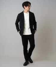 KHJLA36119 a.v.v MEN(アー・ヴェ・ヴェ) 【イージーケア/ストレッチ】ダブルフェイスジャージースマートジャケット【洗濯機で洗える】〈ON/OFF SERIES〉 ブラック