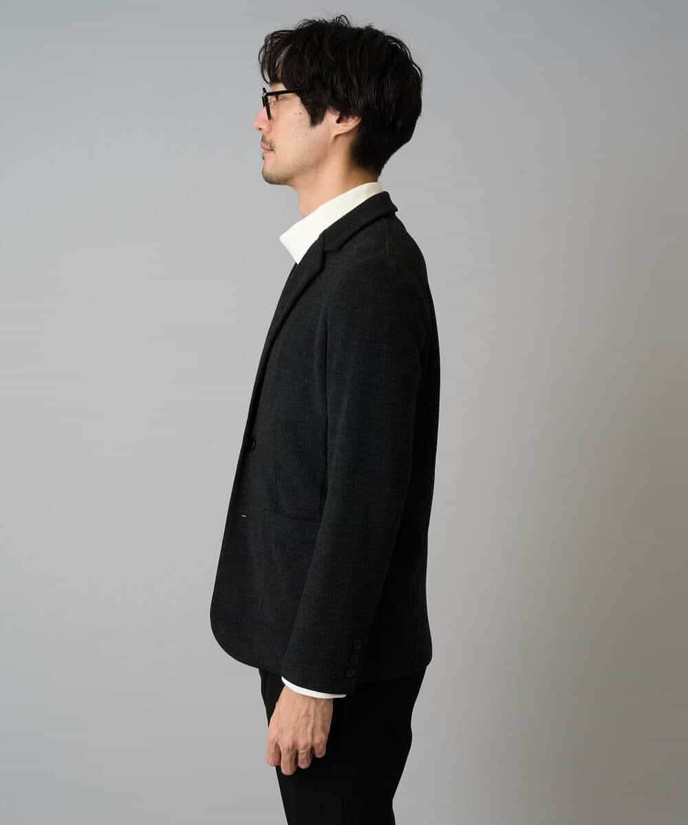 KHJLA36119 a.v.v MEN(アー・ヴェ・ヴェ) 【イージーケア/ストレッチ】ダブルフェイスジャージースマートジャケット【洗濯機で洗える】〈ON/OFF SERIES〉 ブラック