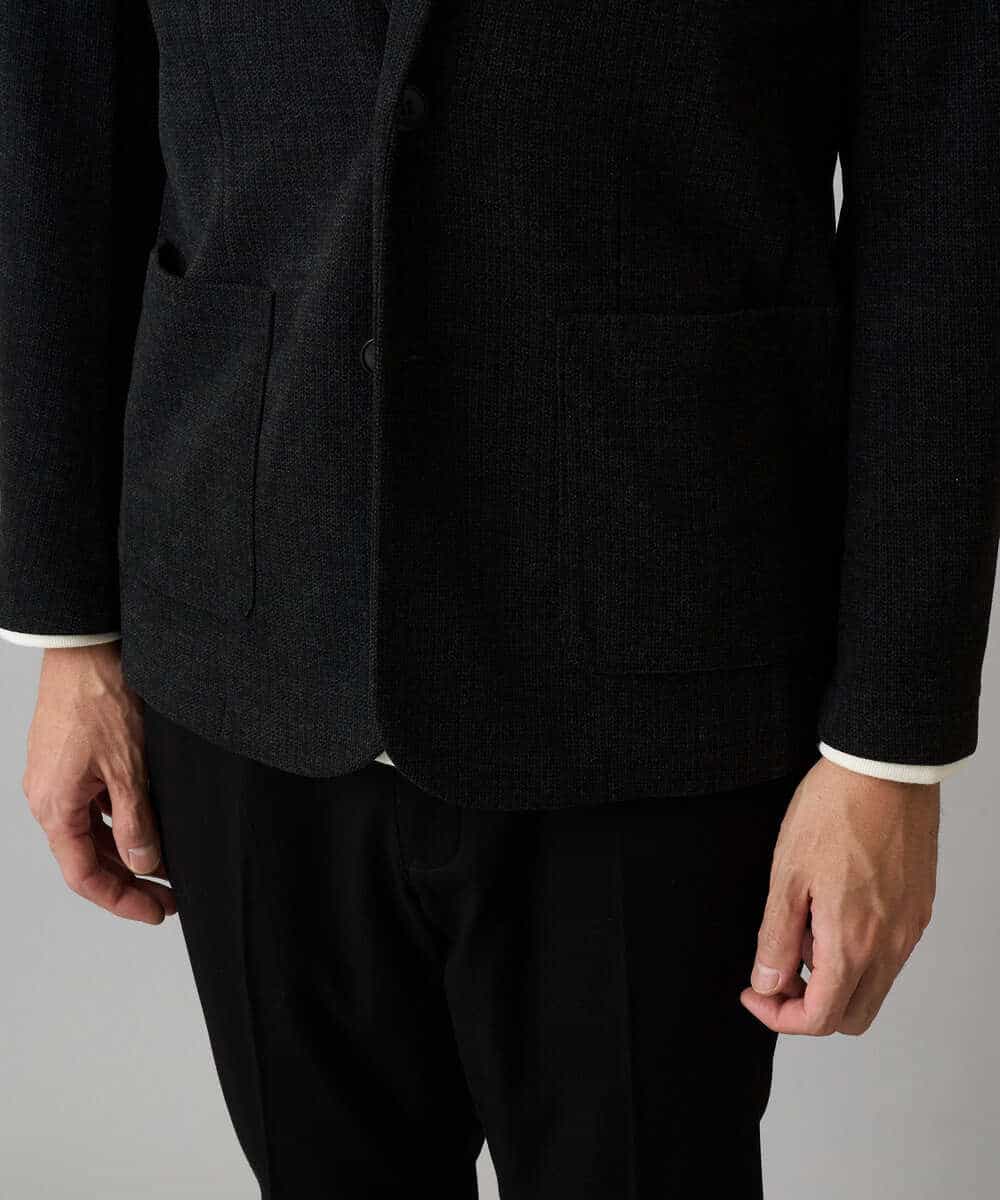 KHJLA36119 a.v.v MEN(アー・ヴェ・ヴェ) 【イージーケア/ストレッチ】ダブルフェイスジャージースマートジャケット【洗濯機で洗える】〈ON/OFF SERIES〉 ブラック