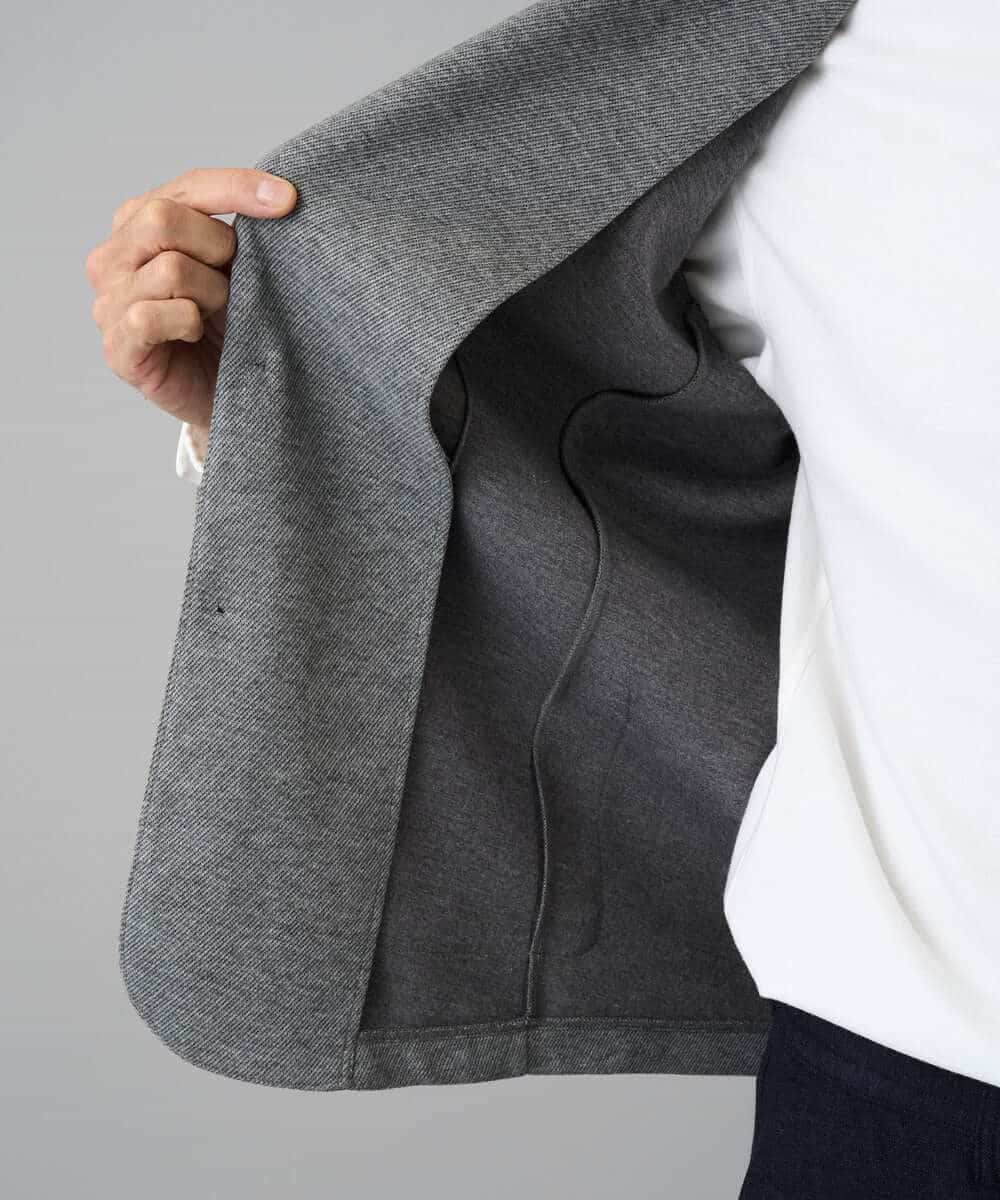 KHJLA36119 a.v.v MEN(アー・ヴェ・ヴェ) 【イージーケア/ストレッチ】ダブルフェイスジャージースマートジャケット【洗濯機で洗える】〈ON/OFF SERIES〉 ブラック