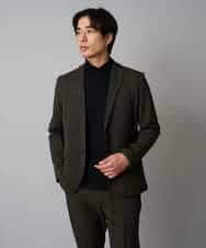 KHJLA37119 a.v.v MEN(アー・ヴェ・ヴェ) 【イージーケア/毛玉になりにくい】メランジシャンブレースマートジャケット【洗濯機で洗える/ストレッチ】<ON/OFF SERIES> ブラウン