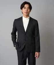 KHJLA37119 a.v.v MEN(アー・ヴェ・ヴェ) 【イージーケア/毛玉になりにくい】メランジシャンブレースマートジャケット【洗濯機で洗える/ストレッチ】<ON/OFF SERIES> ダークグレー