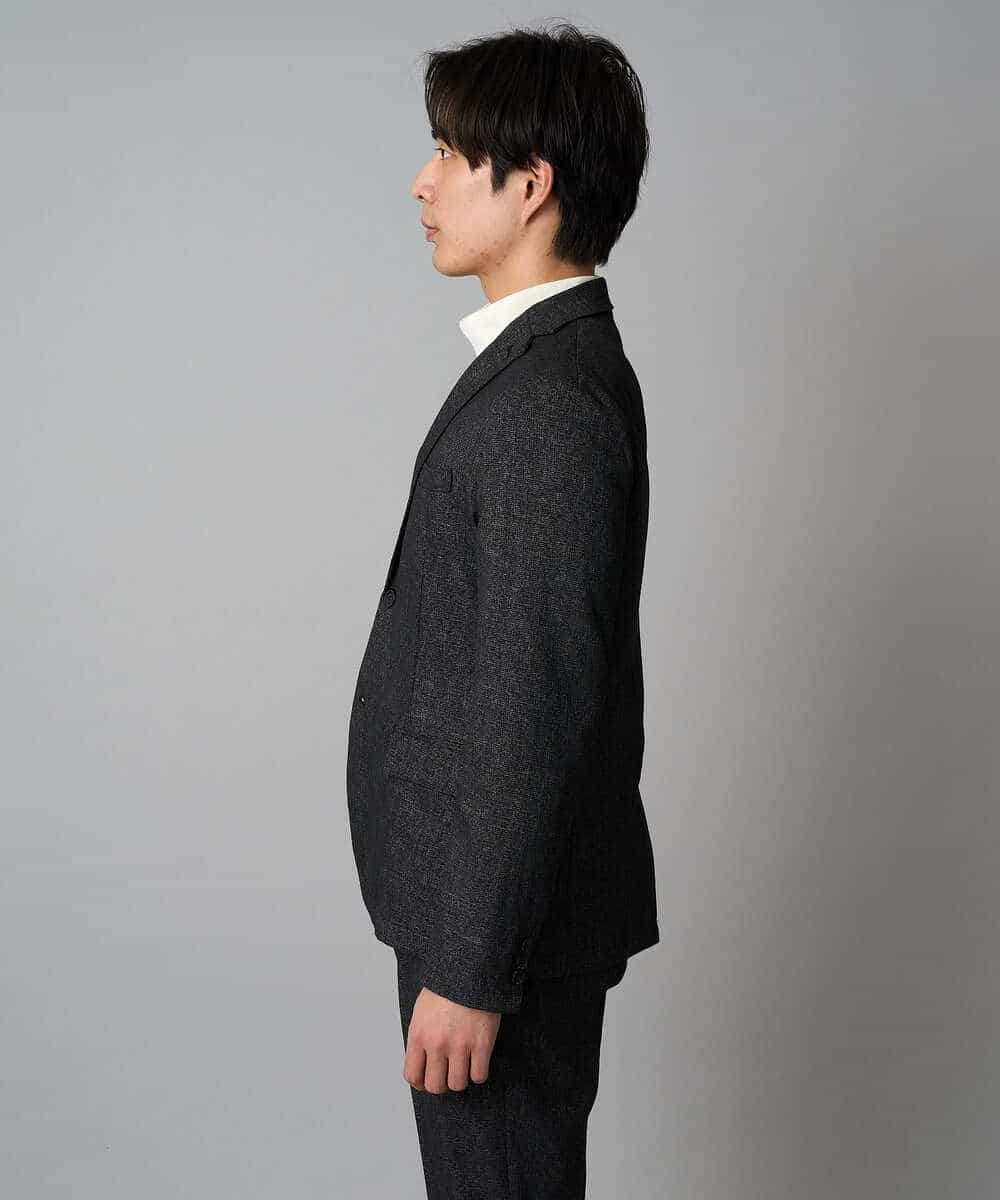 KHJLA37119 a.v.v MEN(アー・ヴェ・ヴェ) 【イージーケア/毛玉になりにくい】メランジシャンブレースマートジャケット【洗濯機で洗える/ストレッチ】<ON/OFF SERIES> ダークグレー