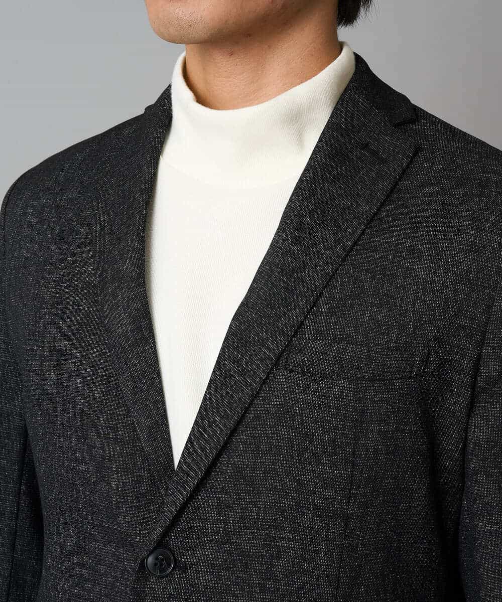 KHJLA37119 a.v.v MEN(アー・ヴェ・ヴェ) 【イージーケア/毛玉になりにくい】メランジシャンブレースマートジャケット【洗濯機で洗える/ストレッチ】<ON/OFF SERIES> ダークグレー