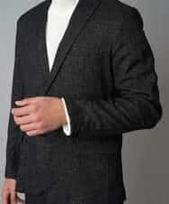 KHJLA37119 a.v.v MEN(アー・ヴェ・ヴェ) 【イージーケア/毛玉になりにくい】メランジシャンブレースマートジャケット【洗濯機で洗える/ストレッチ】<ON/OFF SERIES> ダークグレー