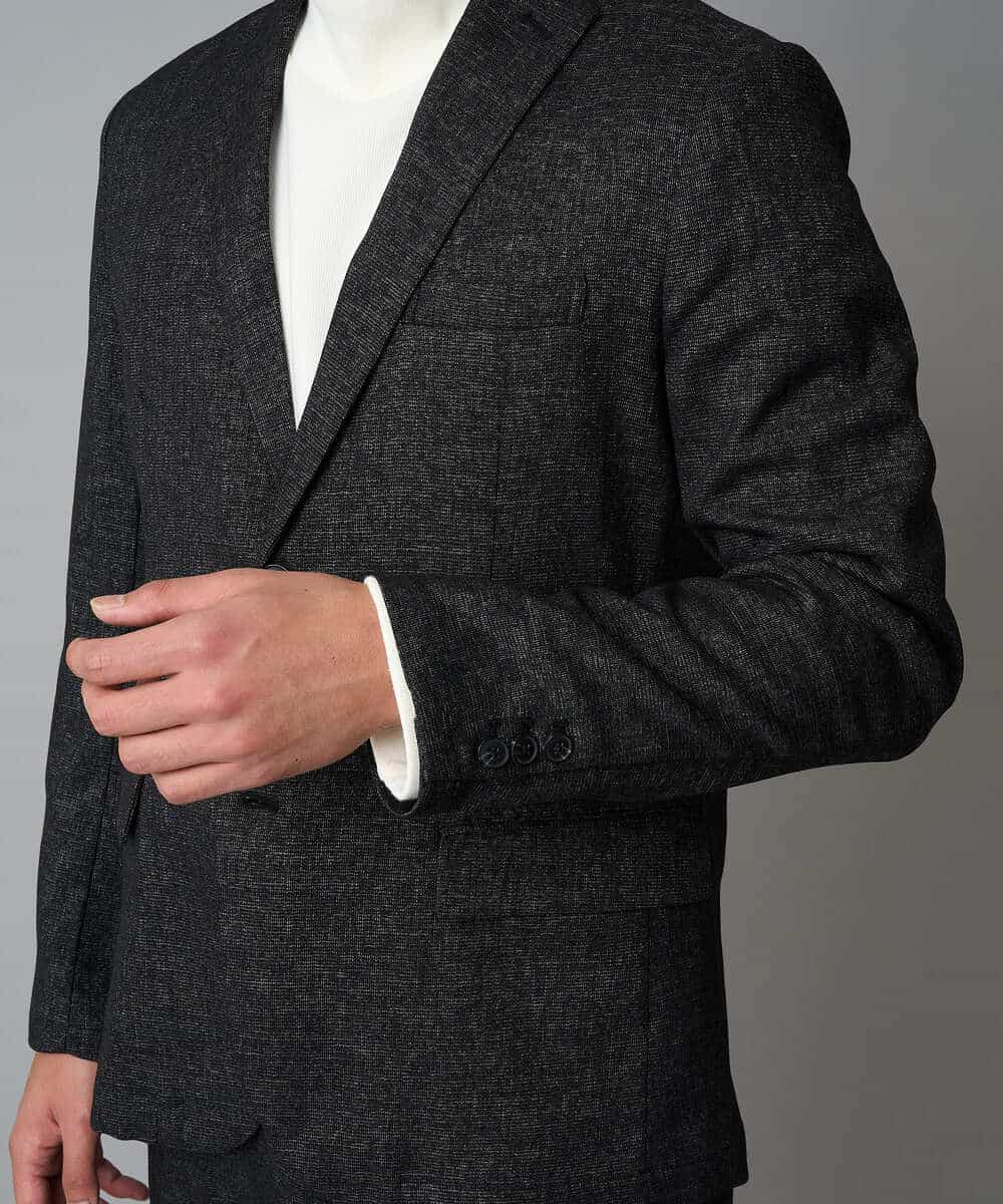 KHJLA37119 a.v.v MEN(アー・ヴェ・ヴェ) 【イージーケア/毛玉になりにくい】メランジシャンブレースマートジャケット【洗濯機で洗える/ストレッチ】<ON/OFF SERIES> ダークグレー