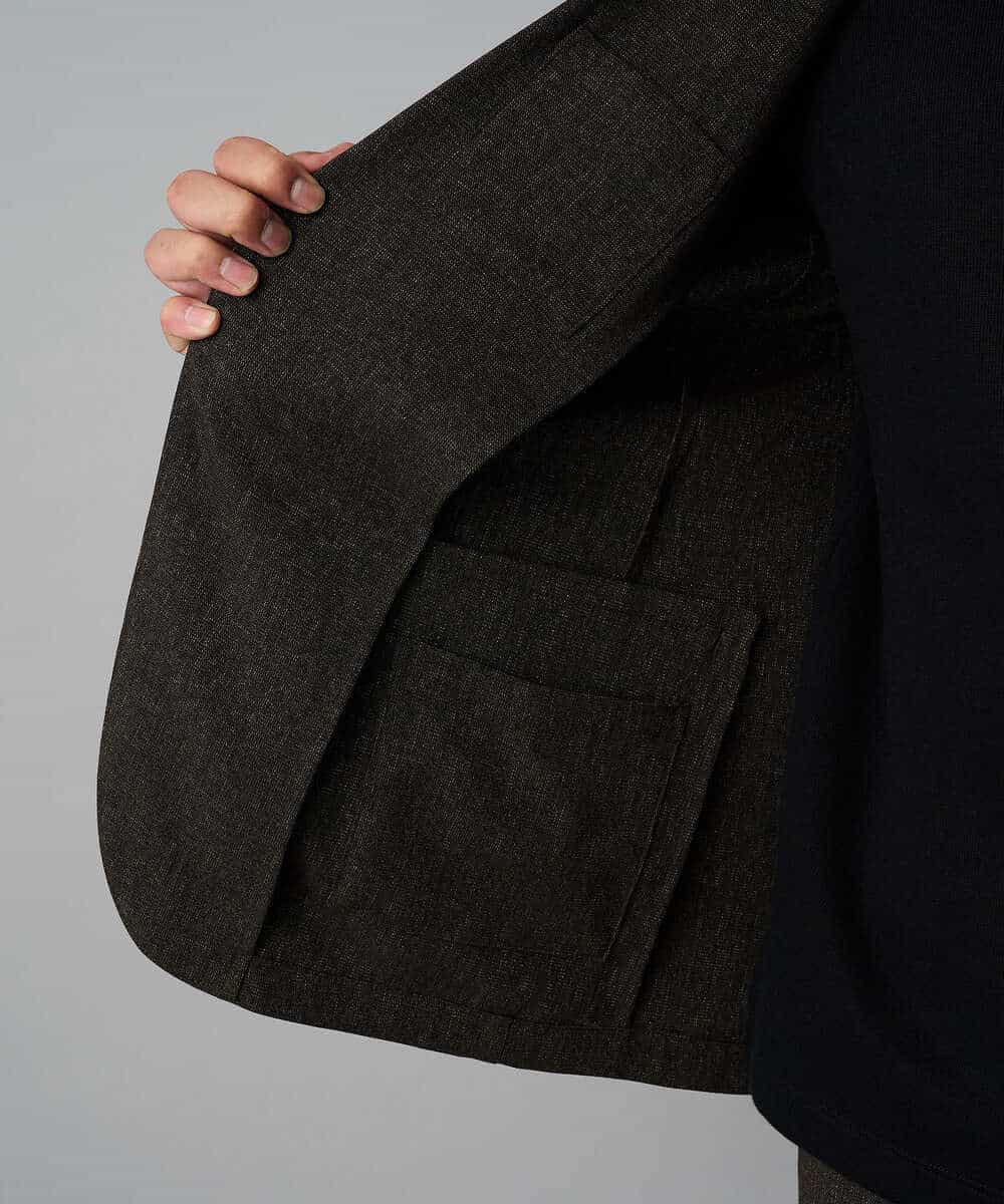 KHJLA37119 a.v.v MEN(アー・ヴェ・ヴェ) 【イージーケア/毛玉になりにくい】メランジシャンブレースマートジャケット【洗濯機で洗える/ストレッチ】<ON/OFF SERIES> ダークグレー