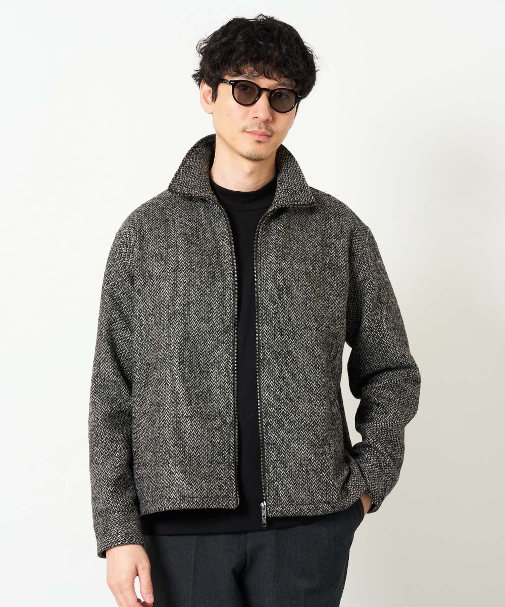 KHJLD26149 a.v.v MEN(アー・ヴェ・ヴェ) ＼WEB限定予約／ツイードスタンドカラージップカーディガン ダークグレー